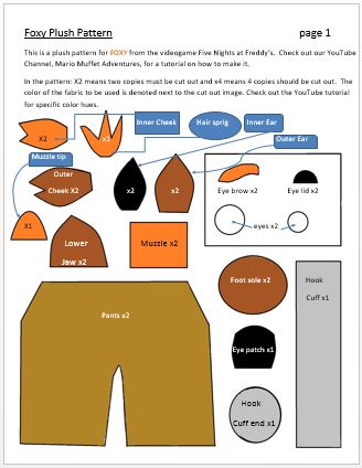 FNAF Foxy Plush Pattern page 1