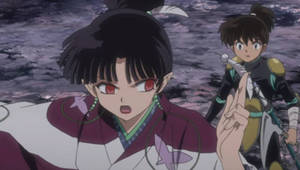 Kagura gives Kohaku a feather to escape 