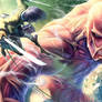 Eren and Kirito VS Colossal Titan