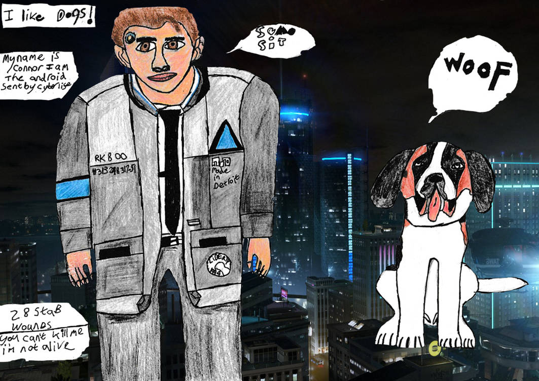 Connor RK800 and Sumo fanart dbh by dog123456 on DeviantArt