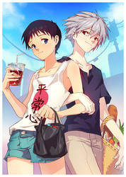 Kaworu x Shinji (shopping together)