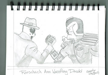 Rorshach arm wrestling Dredd