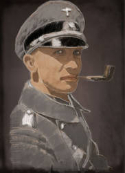 Wehrmacht officer with a pipe