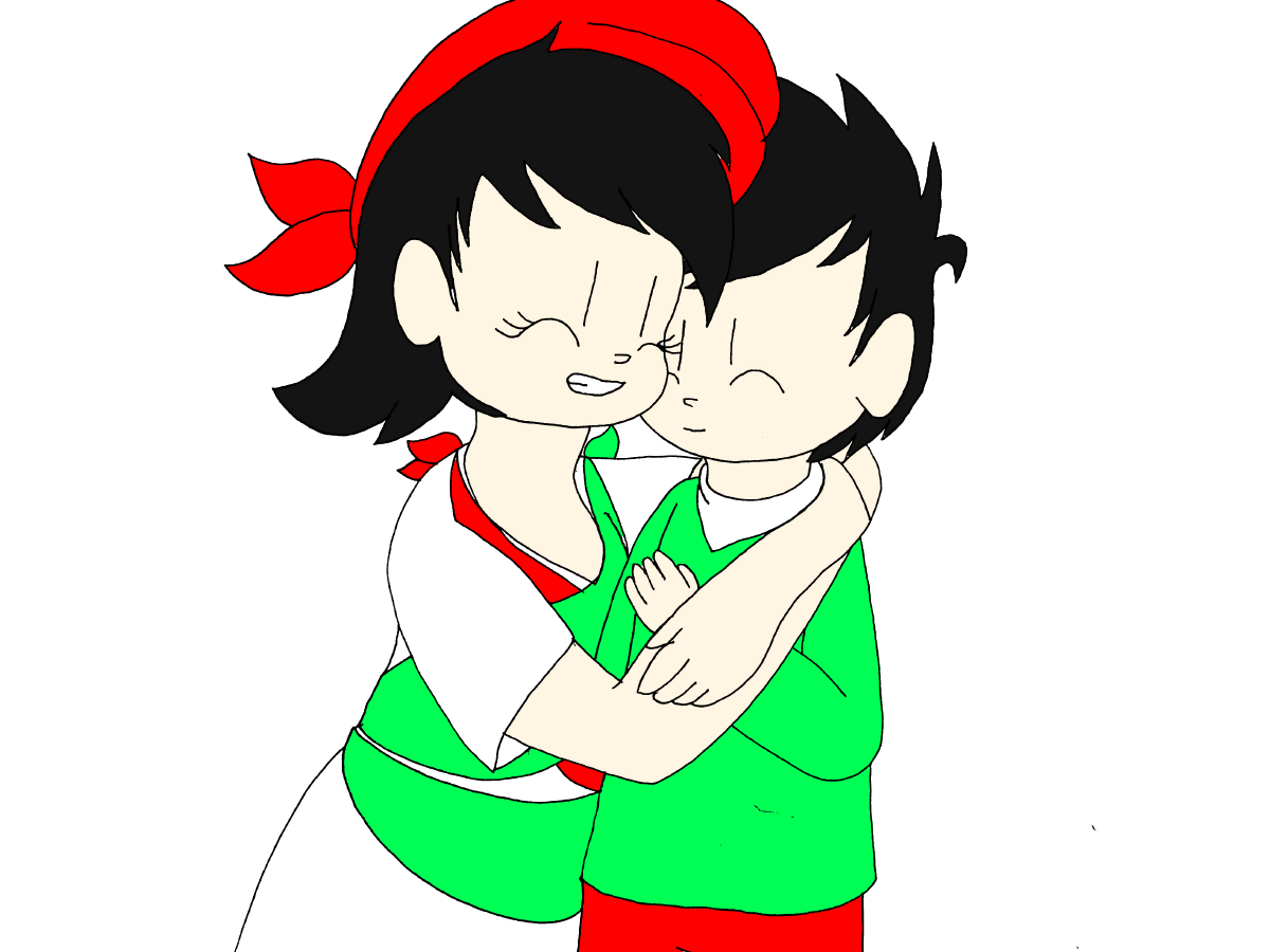 Sibling hug by AndyfoxMario on DeviantArt