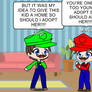 Mario and Luigi fight over the Baby
