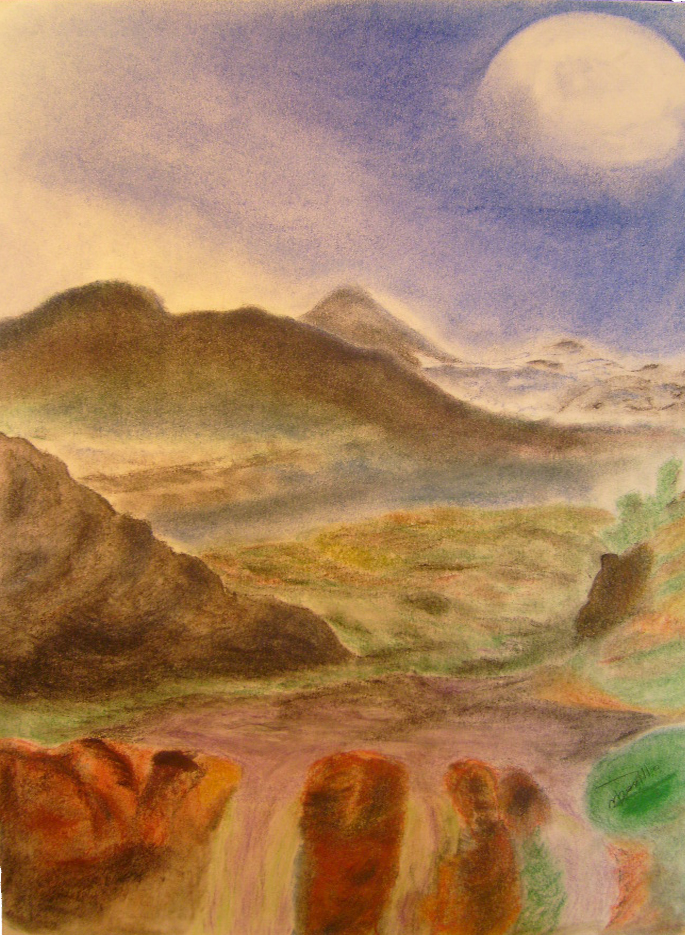 landscape in soft pastels