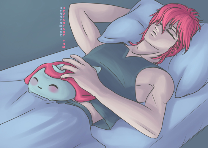 He sleeps with a plushie