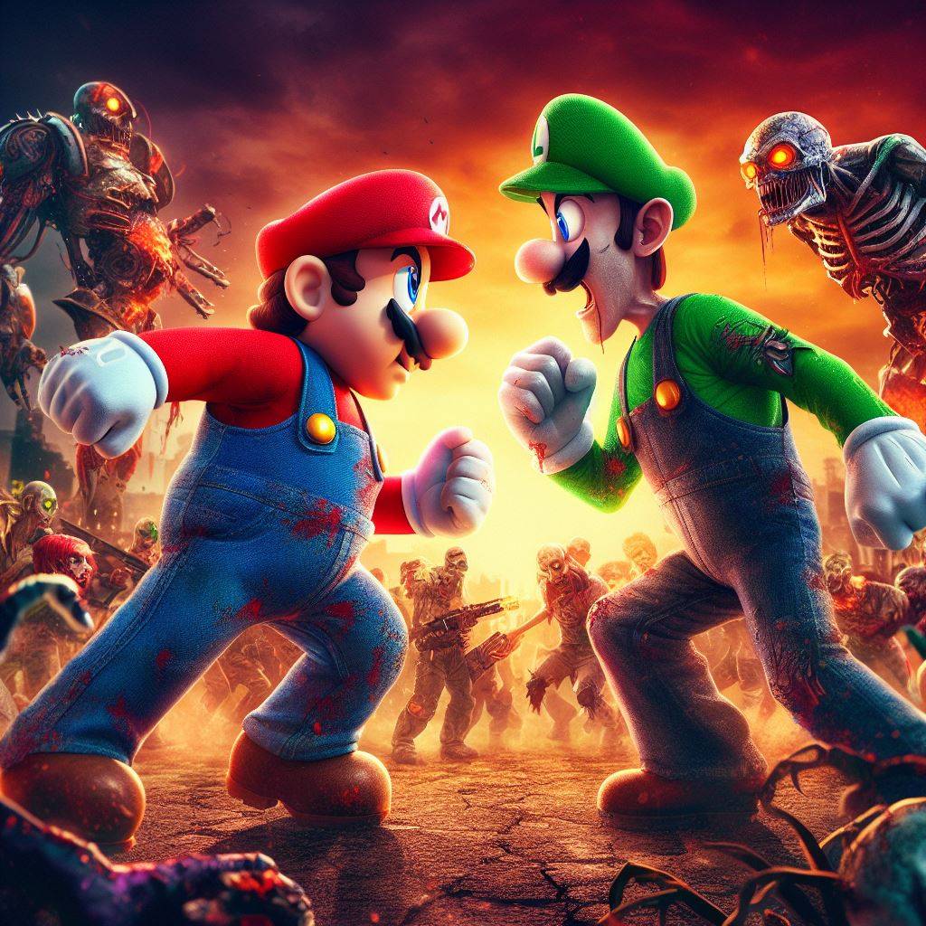 Mario vs Luigi zombie by betoz666 on DeviantArt