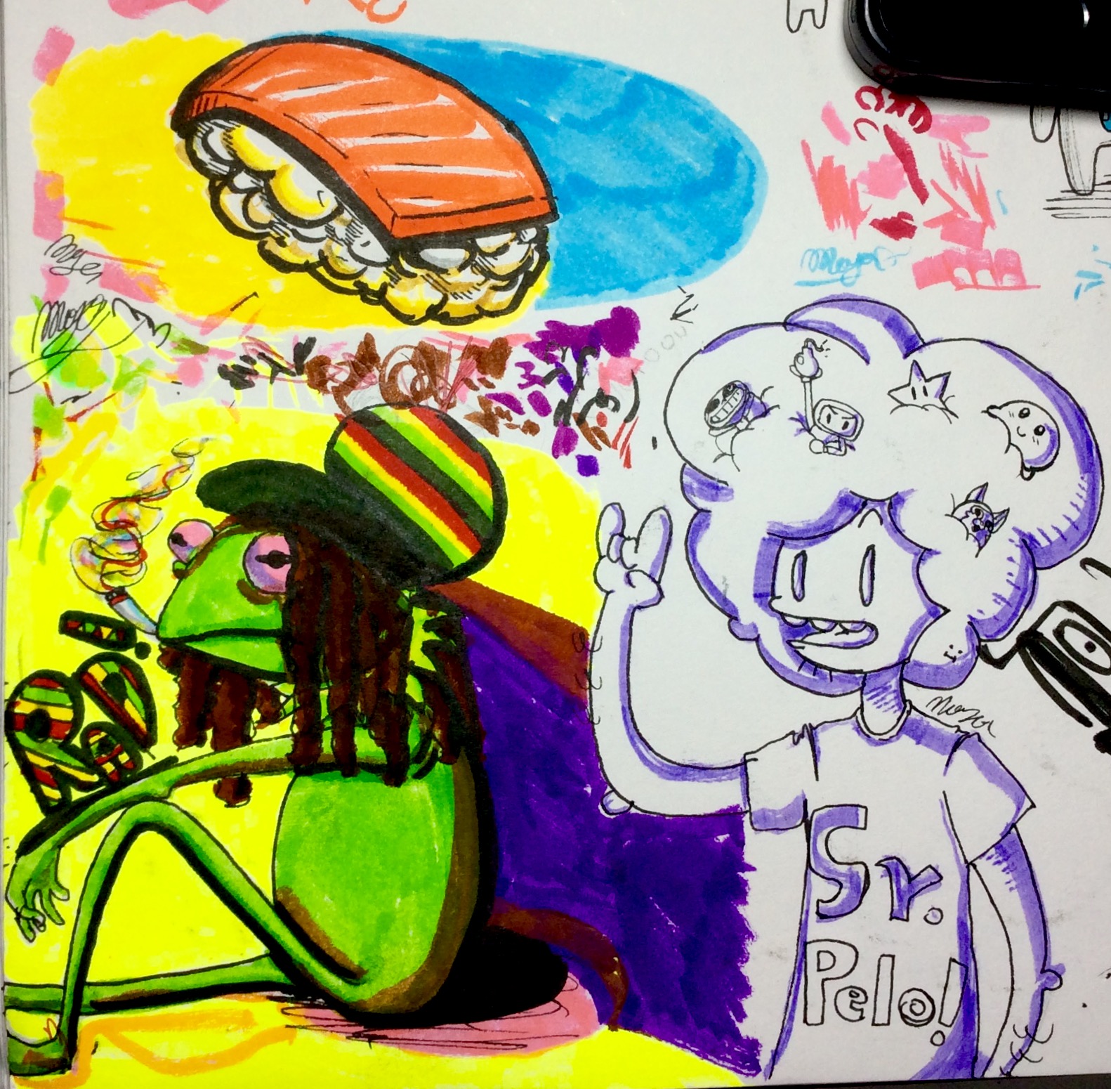 Here's a Rasta Kermit and a Sr.Pelo