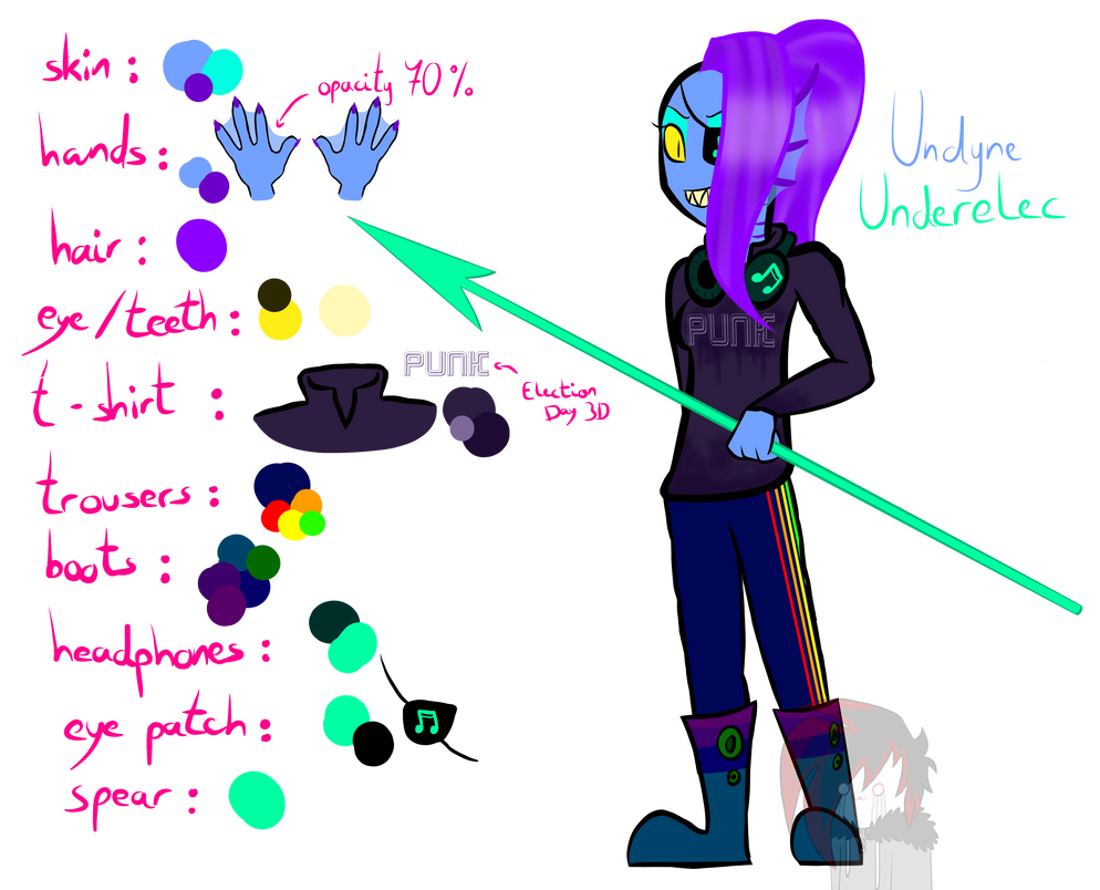 Undyne of Underelec color guide by Caramoul on DeviantArt