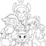 Teletubbies group lineart