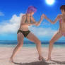 Kasumi and Ayane on the beach