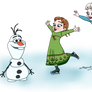 Elsa, Anna and Olaf on ice (transparent png)