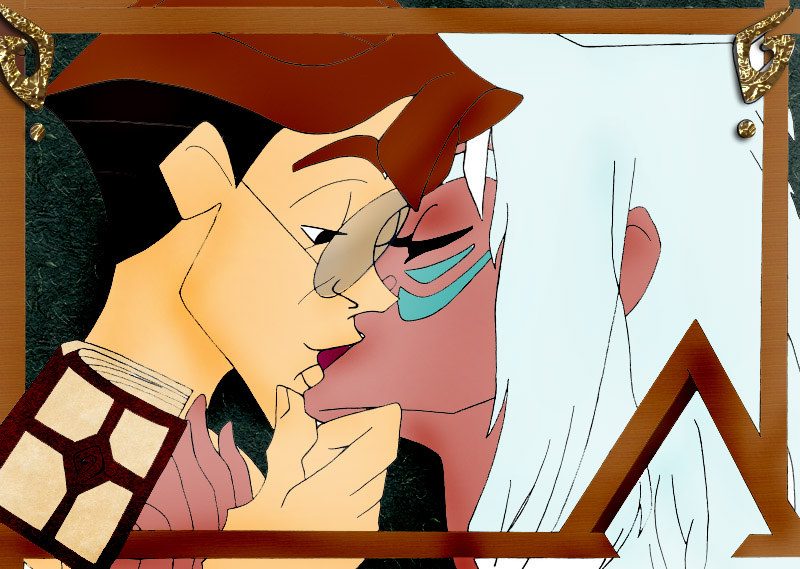 Milo and Kida lineart kiss