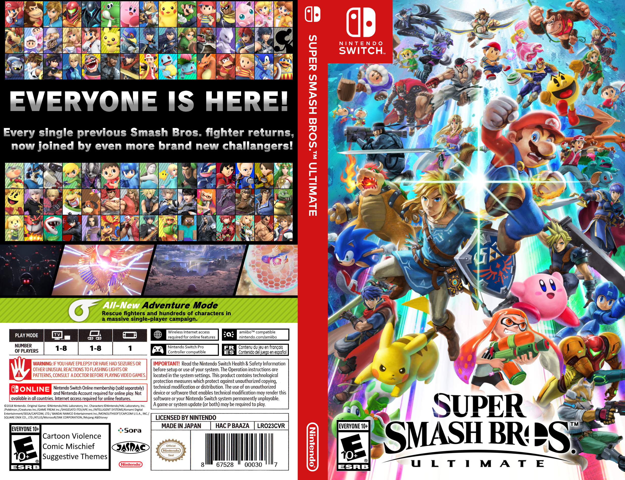 Super Smash Bros Ultimate: Replacement Cover Art & Case for 