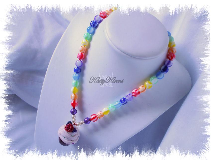 Rainbow Cupcake Necklace