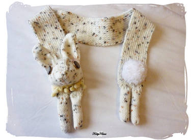 Vegan Cream Bunny Scarf