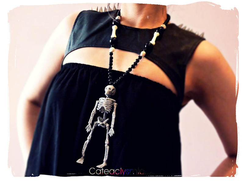 Silver Glitter Skeleton Necklace