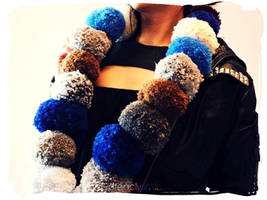 Winter Blues Pom Pom Scarf