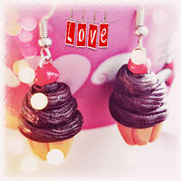 Cherry Chocolate Cupcake Earrings (+ Giveaway)