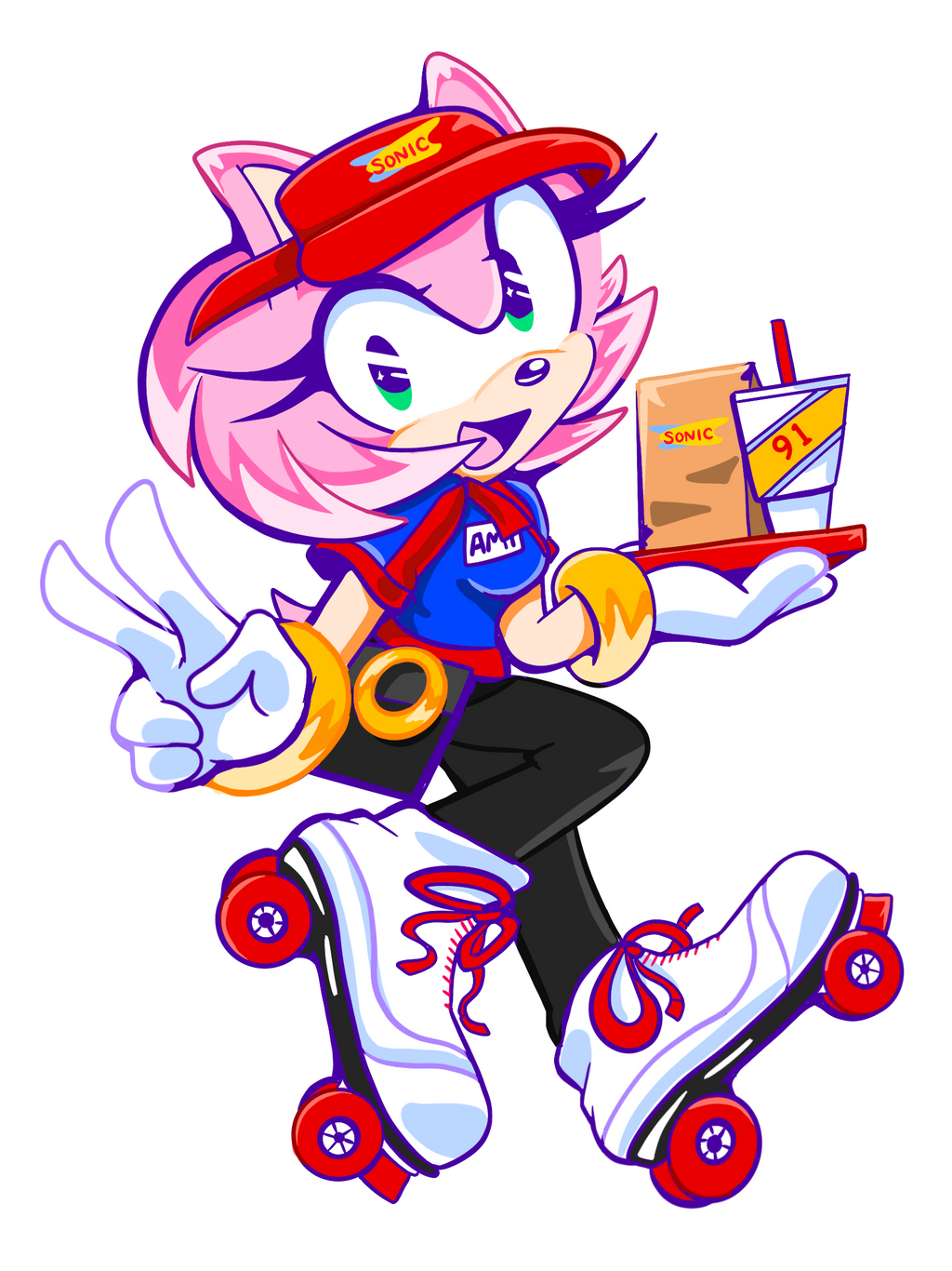 How Much Does A Carhop At Sonic Make Sonic at Sonic: Amy Carhop by JovialNightz on DeviantArt