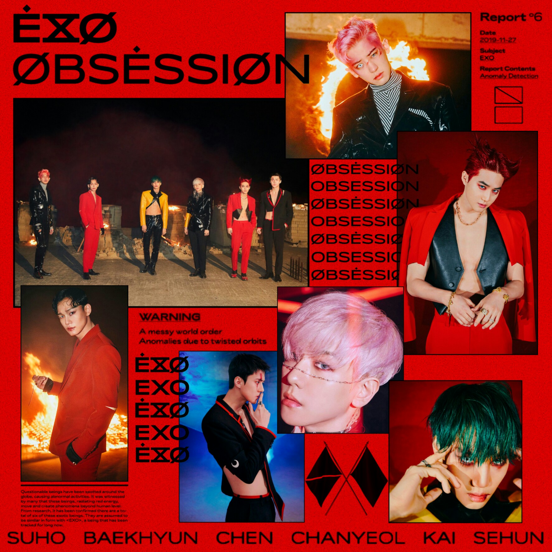 2Photobook E X O Ver.+X-E X O Ver. Set EXO 6th Album Obsession Pre Order 2Folded Poster with Extra Decorative Sticker Sets - 2CD 2Clear Photocard 