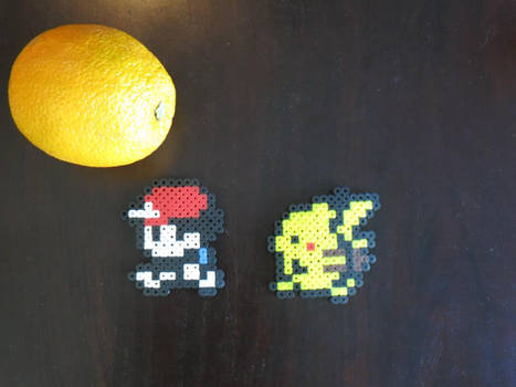 Perler Red with Pikachu and Innocent Orange