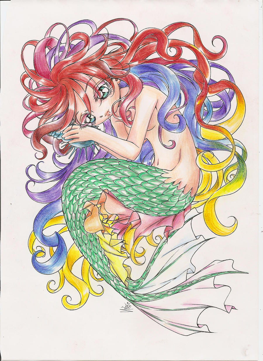 Mermaid with colourful hair