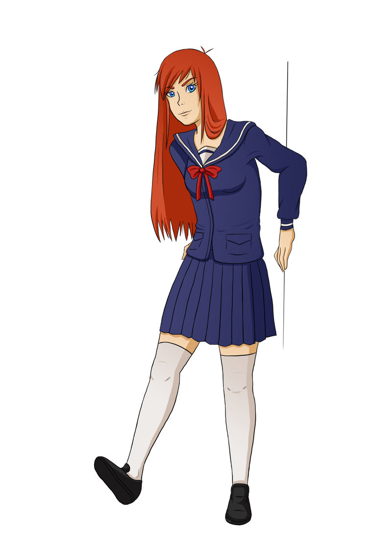 Rike wears her school uniform