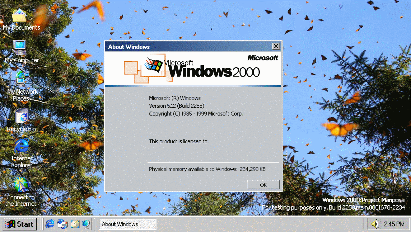Windows 2000 Project Mariposa Desktop (Winver) by GlitchMadness256 on ...