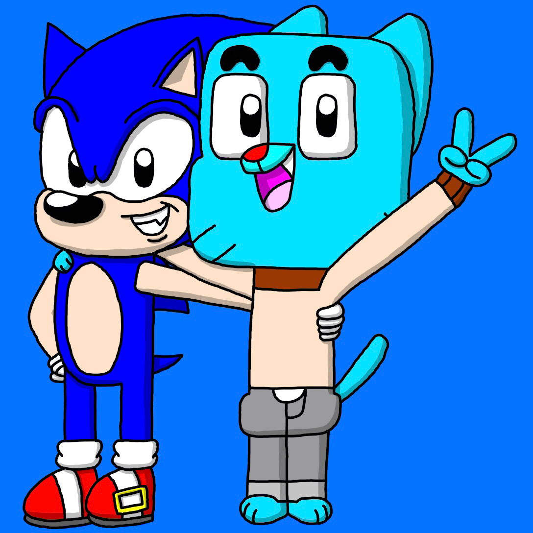 Arte imagina personagens de O Incrível Mundo de Gumball como Sonic