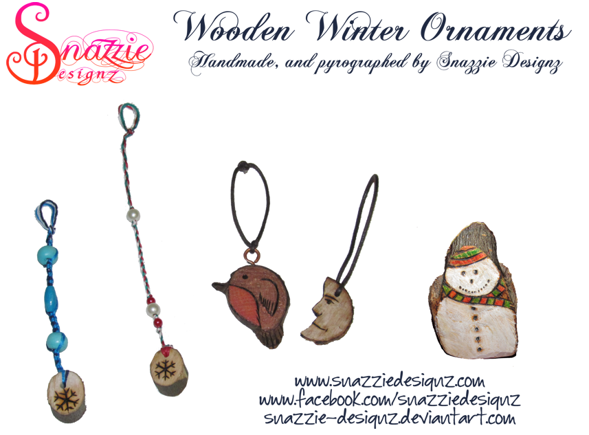 Handmade Winter Wooden Ornaments