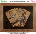 Hand made frame and fan and pyrograph by snazzie-designz