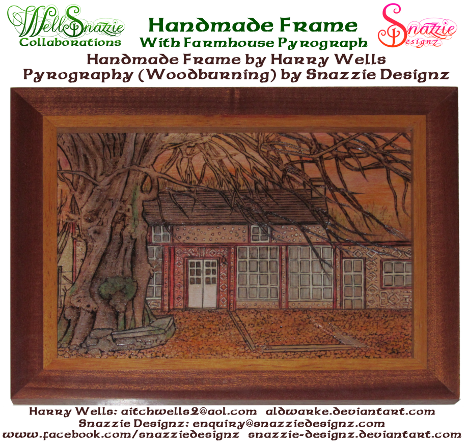 Hand Made Picture Frame With Farmhouse Pyrograph by snazzie-designz Hand Made Picture Frame With Farmhouse Pyrograph by snazzie-designz
