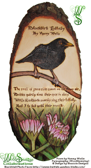 Blackbird Lullaby Pyrograph (Wood Burning) by snazzie-designz Blackbird Lullaby Pyrograph (Wood Burning) by snazzie-designz