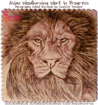 Aslan Box Lid Woodburning Pyrograph W.I.P. by snazzie-designz
