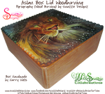 Aslan Wooden Box Lid Woodburning Pyrograph 01 by snazzie-designz