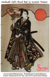 Samurai Girl Pyrograph on Coptic Journal - Front