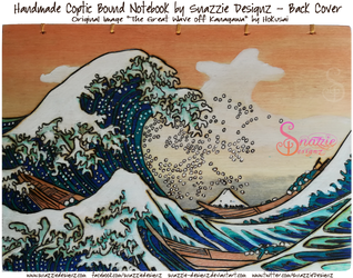 The Great Wave Pyrograph on Coptic Bound Journal
