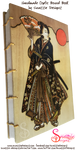 Samurai Girl Pyrograph on Coptic Journal by snazzie-designz