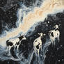 Bathing cows in the Milky Way