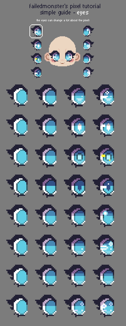 Shell Shock Eye Pixel Simple Guide - Pixel Eyes (Tutorial) by FailedMonster on DeviantArt