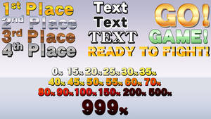 Smash 4: Various styles of text (Menus, Dmg gauge)