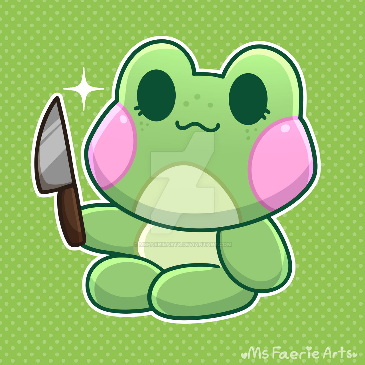 Cute frog with a knife