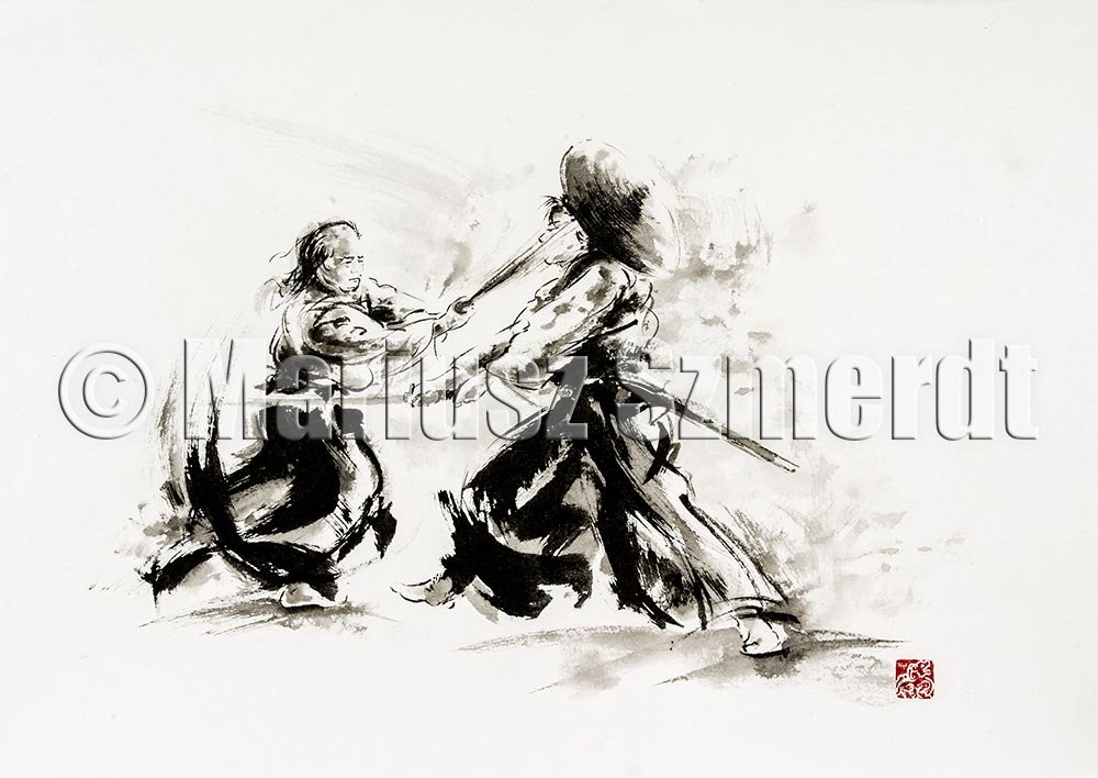 Two samurais fighting
