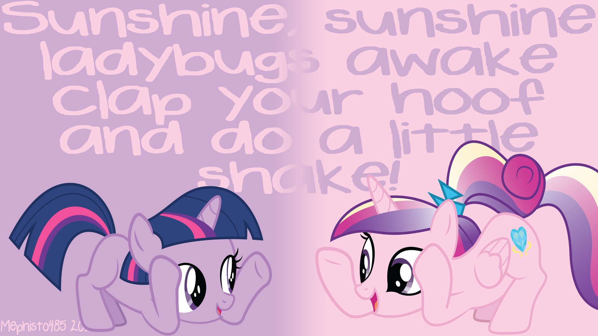 Filly Twilight + Young Cadence Hoofshake Wallpaper