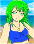 Anime girl green hair