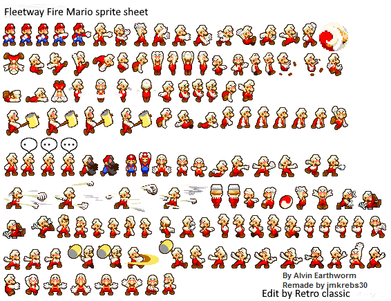 Fire Mario Printable Fleetway Fire Mario sprite sheet by SuperRetroClassic81 on DeviantArt