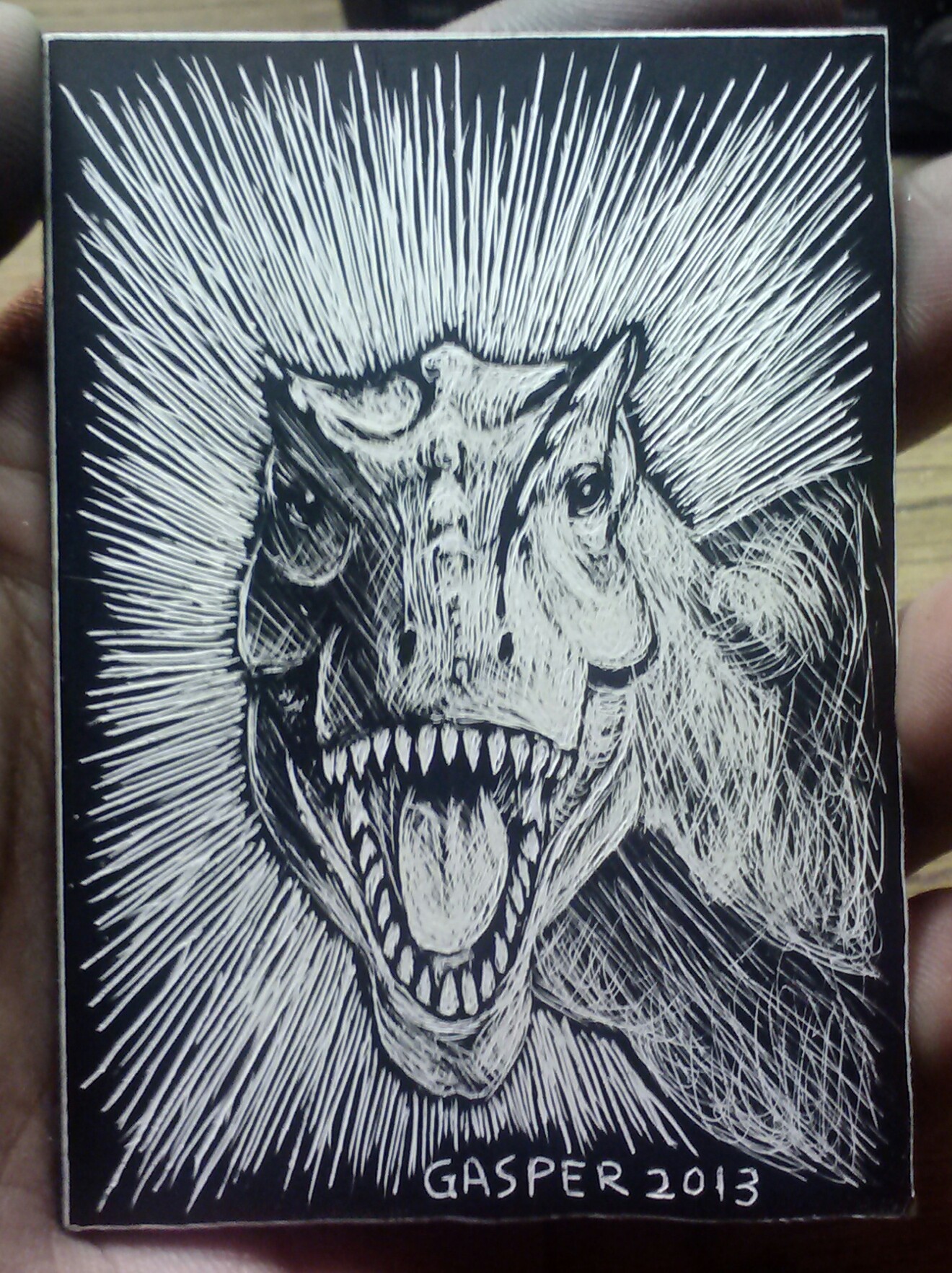 T Rex Artist Trading Card Scratchboard By Gavenecko On Deviantart