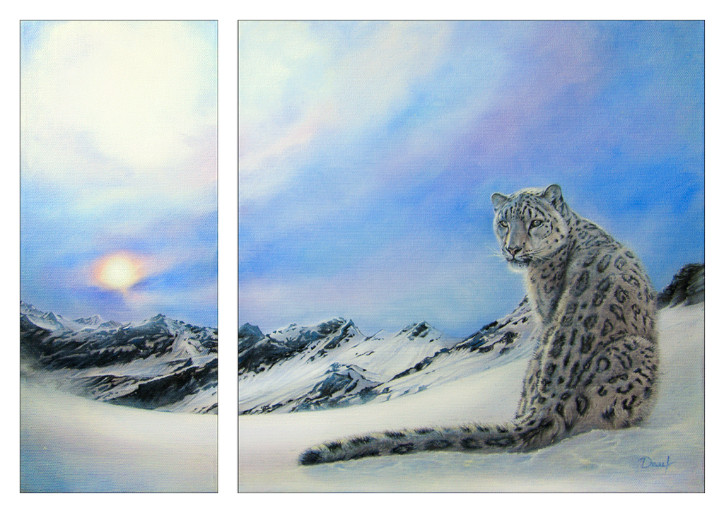 Snow leopard diptych by IrenaDem Snow leopard diptych by IrenaDem